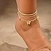 MFRYK Gold Ankle Bracelets for women,14K Gold Plated Waterproof Layered lightweight Cuban Link Rope Chain Figaro Chain Butterfly Ankle Bracelets Set Gold Anklets for women Trendy Jewelry Gift For Women