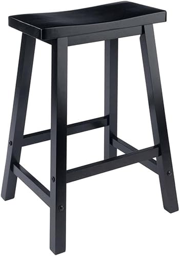 Pemberly Row Taburete de barra de asiento de silla de montar de madera maciza de transición de 24 pulgadas en negro