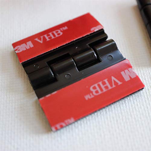 10x Schwarz Acryl-Scharnier - Kein Klebstoff erforderlich. Acryl-Kunststoff 32mm. Selbstklebendes Scharnier Cover
