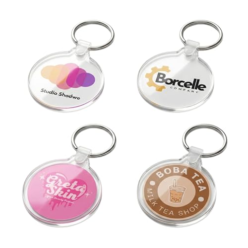 VEEDOO Bulk Custom Round Acrylic Keychains – Full Color Personalized Logo Keychains –...