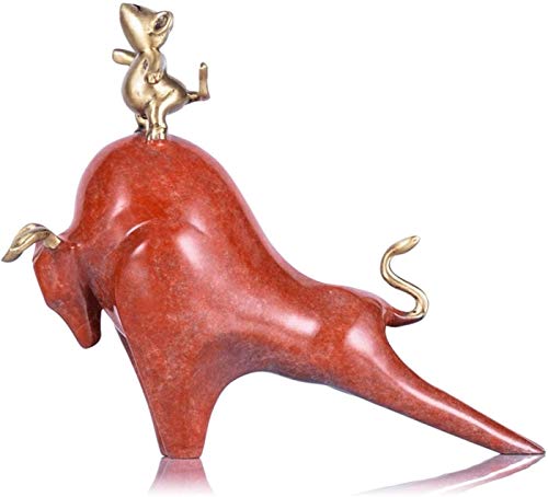 Centrotavola Ornamenti Casa Tavolo Scrivania Decorazioni Figurina, Topolino in piedi sulla schiena del toro Accessori per la casa Accessori decorativi Ornamenti Feng Shui Artigianato Animale Bronzo Ar