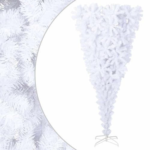 Árbol De Navidad Artificial Invertido Blanco 210 Cm con Soporte De Acero Estable, 910 Ramas De PVC Densas, Montaje Fácil, Reutilizable, Decoración para Interior, Christmas Tree Realista