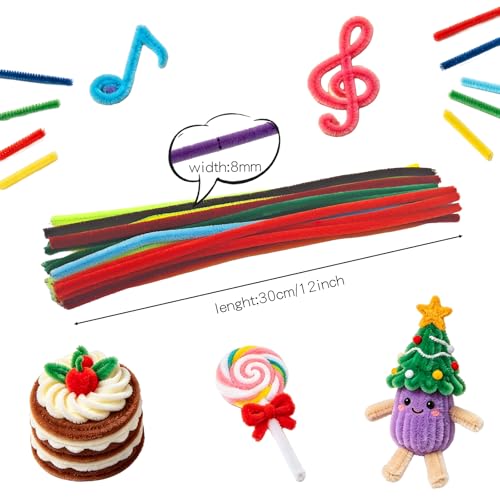 Image of Pipe Cleaners Bulk Craft,200PCS Multicolor Arts & Crafts Supplies Chenille Stems,School Supplies Kids Toys for Ages 8-1,Pipe Cleaner Flower Kit Crafts for Adults,Christmas Decorations /Home Decor Gift