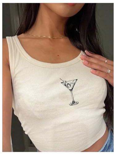 Women's Sleeveless Ribbed Knit Tank Top Graphic Print Crew Neck Tee Shirt Casual Slim Fit Crop Tops4
