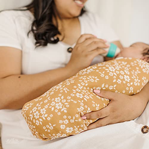 Image of Mini Wander Swaddles for Newborns Muslin Swaddle Blankets - Breathable Soft Receiving Blanket Baby Essentials | 47 x 47 Cotton - Whimsy Floral (Mustard)
