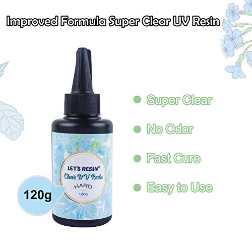 Upgraded UV Resin LET’S RESIN Clear UV Resin,120g Hard Type Transparent