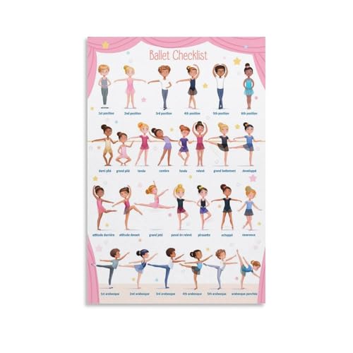Ballet Poses Chart Poster Educational Dance Poster for Kidsstyle 12x18inch(30x45cm)