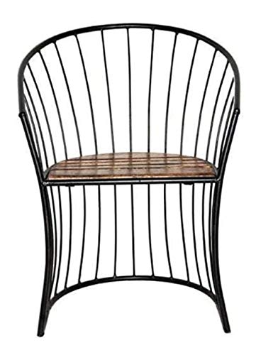 Image of Wood & Wrought Iron Patio Furniture Set Garden & Outdoor /Indoor Furniture (Single Chair - Style 1)