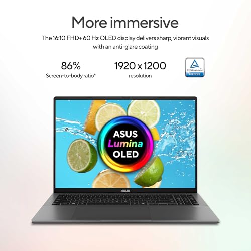 Image of ASUS Vivobook S16 (2026), Smartchoice,Intel Core Ultra 7 355 (Series 3),16GB RAM, 1TB SSD, OLED, 16 inch(40 cm),Win 11, M365 Basic(1 Year), Office 2024, Matte Gray,1.7 Kg, S3607AA-SH089WS, Copilot+ PC