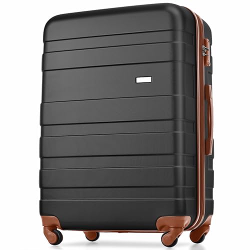 New Model ABS Hardshell 3pcs Luggage Set - Lightweight Durable Suitcase with TSA Lock, Spinner Wheels, 20''24''28'' (Black & Brown) for Versatile Travel & Airport Convenience4
