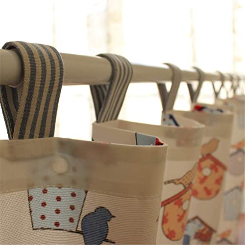Cenefa de cortina corta para ventanas infantiles, lona beige con dibujos animados 5