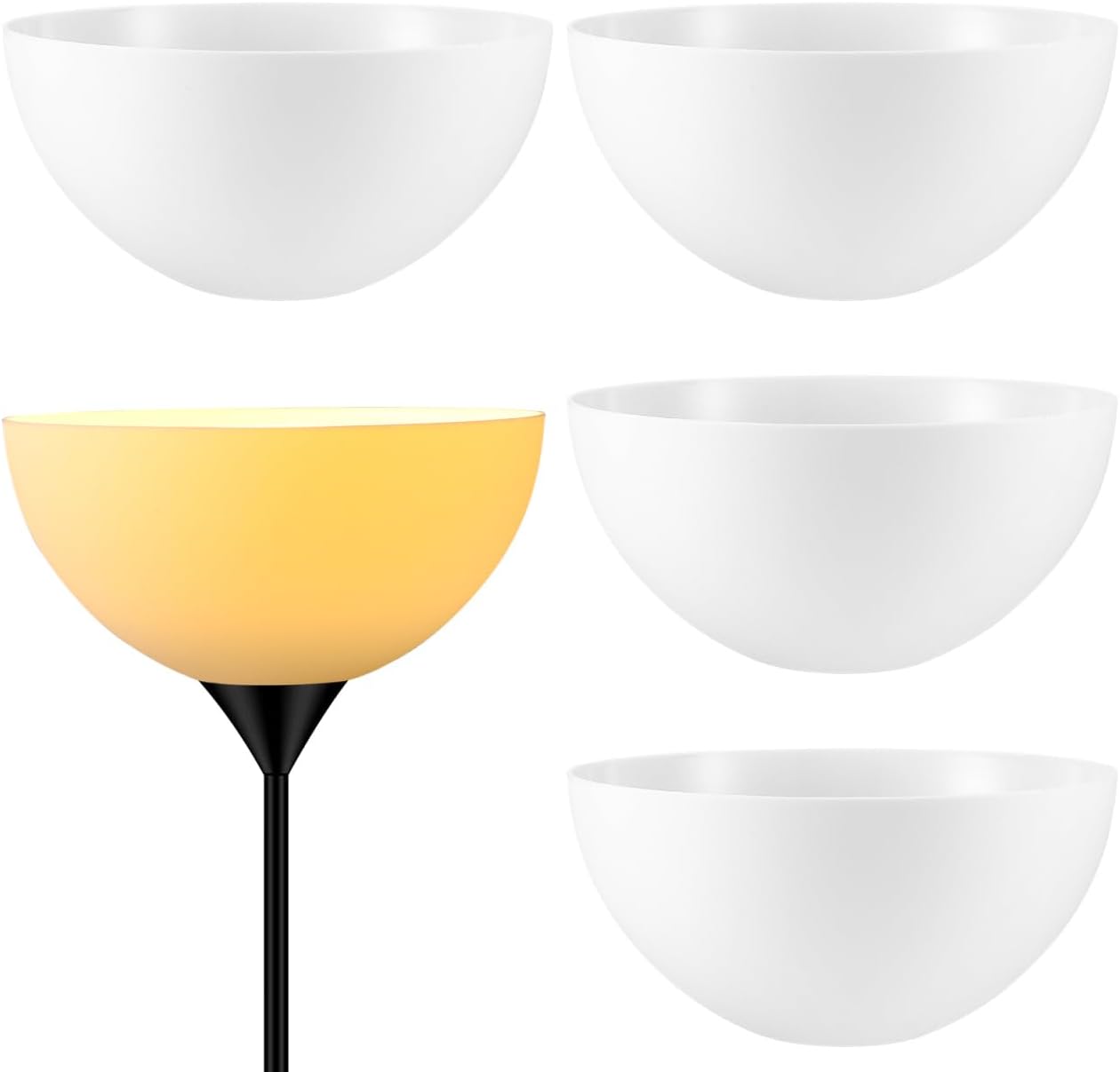 Yardwe 4Pcs Plastic Lamp Shade Replacement, 10 Inch Floor Lamp Shade Standing White Bowl for LED Torchiere Floor Lamp