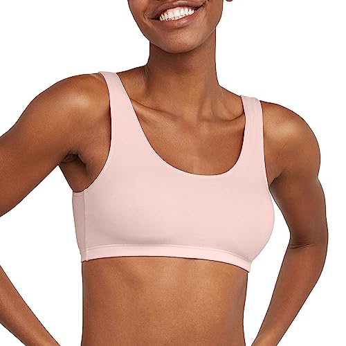 Image of Hanes Women's Pack, Cotton Scoopneck Bralette, Low-Impact Sports Bra, 3-Pack