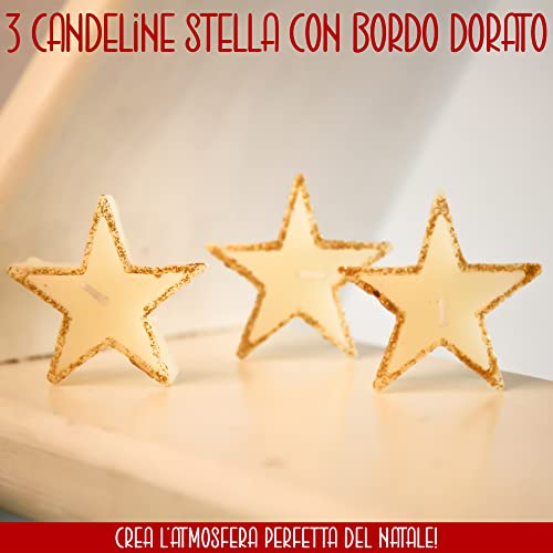 MIPAL Set di 3 Candele Natalizie a Forma di Stella...