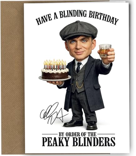 Peaky Blinders Thomas Shelby Autograph Inspired Birthday Card Reproduction Blinding Gangster Humour Television Drama Fan Greeting Card C5 with Envelope no2054