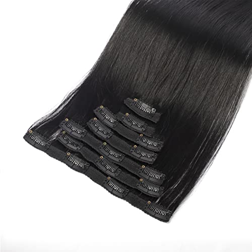 Dalise Clip In Hair Extensions Real Human Hair, Soft Jet Black Hair Extensions Clip Ins Human Hair Double Weft, Premium 7Pcs Straight Thick Clip On Hair Extensions For Women (#1 20 Inch) #TOP7
