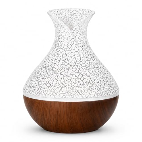 Image of Lakshiv Aroma Diffuser Humidifier for Room & Home with LED Light | Ultrasonic Cool Mist Air Humidifier for Bedroom | Essential Oil Diffuser | Wood Grain Finish | 30ml | Touch Operation (Brown Crystal)