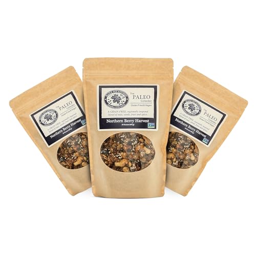 Image of Maple Nut Kitchen Northern Berry Harvest Granola 3-Pack - Grain-Free with Walnuts, Seeds, Blueberries & Vanilla | Paleo, Low Carb, No Sugar Added, Oat-Free, Organic, Clean & Healthy Cereal