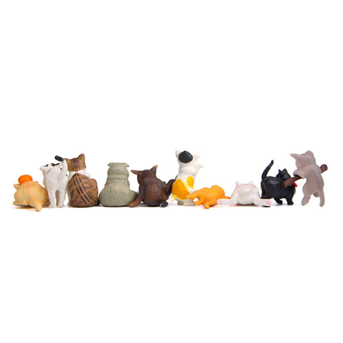 Figuras de gatos miniatura en PVC resistente para adornos de tartas creativos