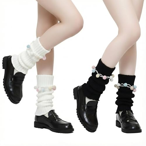 Image of 2 Pcs Leg Warmers Y2k, Leg Warmers, Y2k Accessories, Cute Kawaii Cream Legwarmers for Women Winter