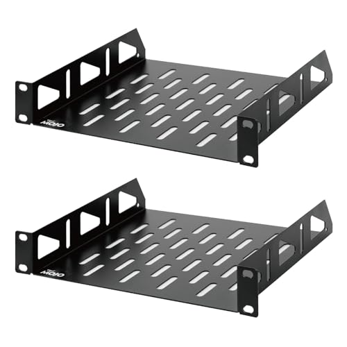 Tecmojo Estante universal de 1U para montaje en rack de 10 pulgadas, bandeja voladiza ventilada de 8 pulgadas de profundidad para armarios de servidores y redes de 10 pulgadas, capacidad de peso de 10