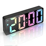 SKIKHN Réveil Numérique, Horloge Digitale, Reveil Matin avec Température et Calendrier, Horloge Numérique, Format 12/24H et Fonction Snooze, pour Chambre, Bureau, Voyage, Table de Nuit (Noir)