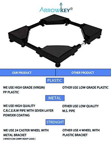 Image of ARROWKEY Premium Heavy Duty Adjustable 24 Wheel Stand /Trolley /Suitable for Front & Top Load Washing Machine /Refrigerator /Dishwasher /Capacity Upto 250 KG Washing Machine 7 kg