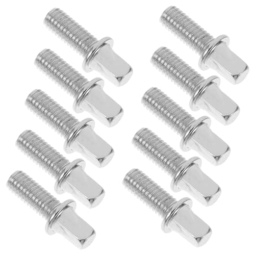 NULYLU 10個ドラムキーボルト スネアドラム用スクリュー ペダルシャフト対応 銀メッキ鉄製 ドラム修理パーツ兼パーカッションアクセサリー