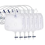 5 Pack 2000ml Urinary Drainage Bag, Urine Collection Bag Drain Bag with Anti-Reflux Chamber, 48