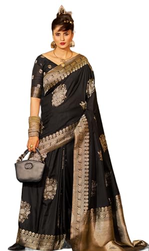 Image of SWORNOF Women's Banarasi silk Saree With Unstitched Blouse Piece