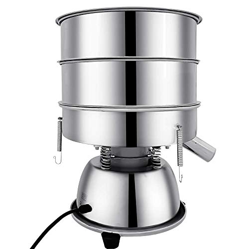 Sidasu Automatic Powder Sifter Machine 30Mesh 50Mesh Automatic Sieve Shaker Vibrating Machine 110V Stainless Steel Sieve Shaker Machine with 2 Screens Sieve Shaker Machine for Flour Powders