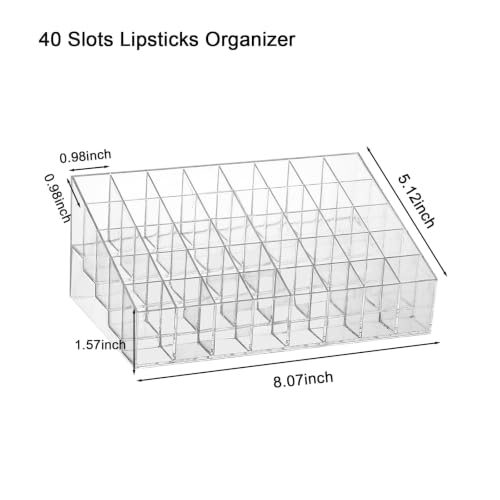 Image of Lipstick Organizer 40 Slots Plastic Clear Comestic Display Holder for Lip gloss Chapstick Perfume Nail Polish Essential Oil