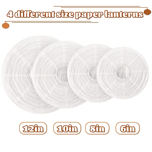 Image of 10pcs White Round Hanging Paper Lanterns, 4 Size | Chinese Paper Lanterns, Party Wedding Anniversary Decorations