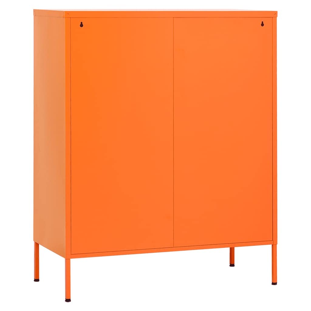 Armadio da ufficio, autoportante, in metallo, per aziende, ufficio, scuola, arancione, 80 x 35 x 101,5 cm, in acciaio (facile da montare)