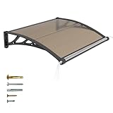 JYJNHOME Door Awning Exterior, 32x48 Inch Polycarbonate Overhang Canopy with Drainage, UV/Rain/Snow Protection Spliced Window Awnings for Outside,Patio,Porch,Deck,House Entrance