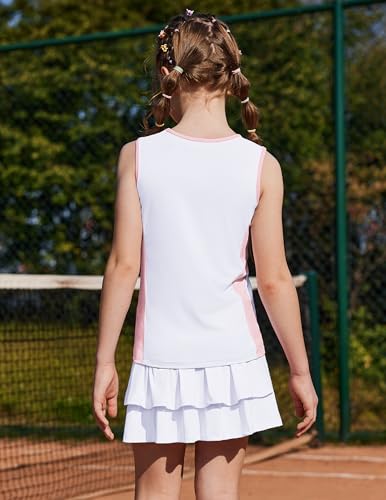 Image of Zaclotre Girls Tennis Dress with Pockets Sleeveless Tank Top and Skirt Sets | 2 Piece Set, Sleeveless, with Shorts, Double Layers Pleated Back, Perfect for Athletic Tennis Golf 3-14 Years
