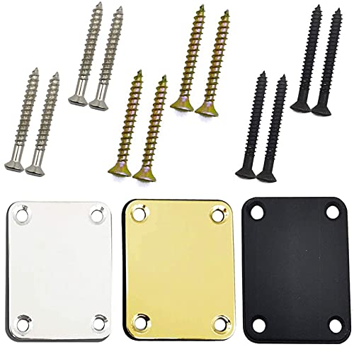 TIHOOD 3PCS Electric Guitar Neck Plate with Crews, Guitar Neck Plate for Replacement Electric Guitar Part TIHOOD 3PCS Electric Guitar Neck Plate with Crews, Guitar Neck Plate for Replacement Electric Guitar Part