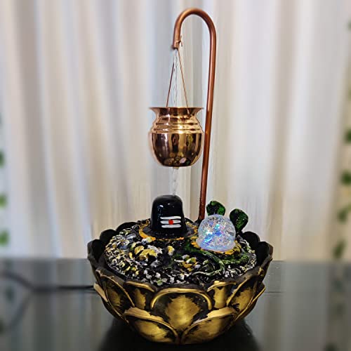 Image of ALILA Water Fountain Indoor for Pooja Room, Worship (Copper, Size: 18inch) (Modern Shivling)