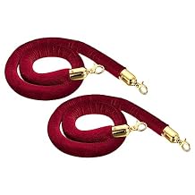 YOKIVE 2 Pcs Dark Red Velvet Stanchion Rope Crowd Control Barrier Rope, Manage The Crowd, Great for Hotels, Theaters, Ticket Offices Golden, 4 Feet