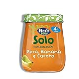 DONAZIONE A BANCO ALIMENTARE Hero Solo Omogeneizzato Pera, Banana e Carota Bio, Confezione da 120 gr