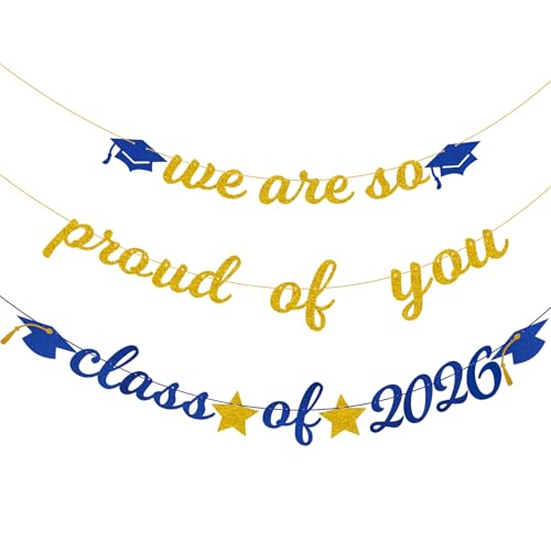 SEPGLITTER We Are So Proud of You Graduation Banner, Glitter Class of 2026