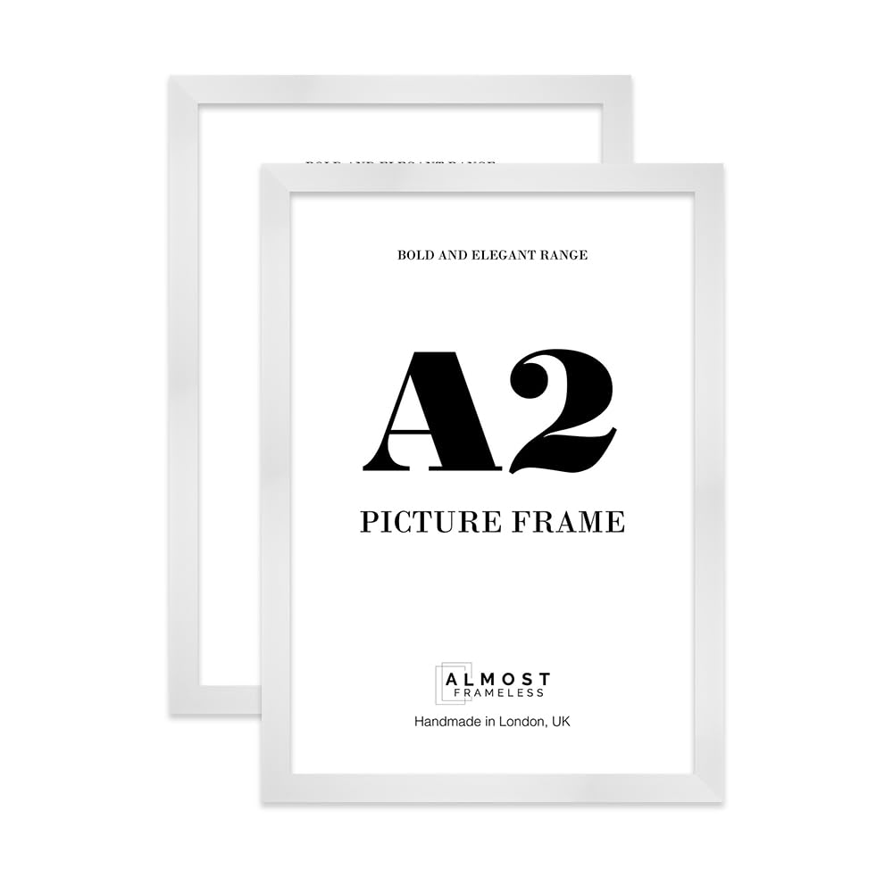 A2 Picture Frame, Display A2 Pictures (42 x 59.4cm - 16.5 x 23.4in) Picture Frame for wall Display - White - 2 Pack