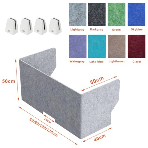 Cloison de bureau acoustique en U feutre 80cm gris