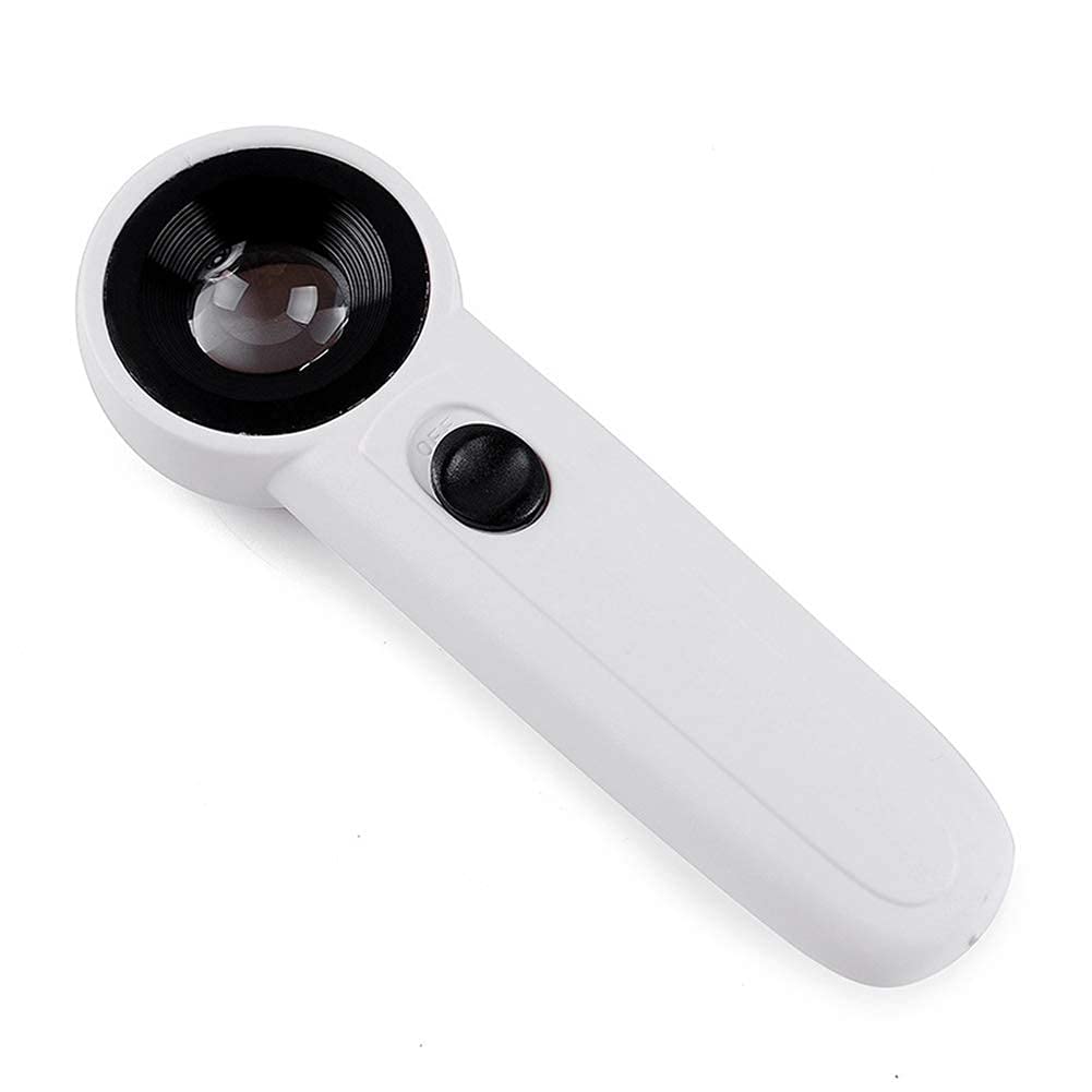 asdchZen 40X Illuminated Magnifier,Handheld Magnifying Glass With 2 Led Lights And Optical Lens For Macular Degeneration,Seniors,Loupe For Books,Newspapers,Map