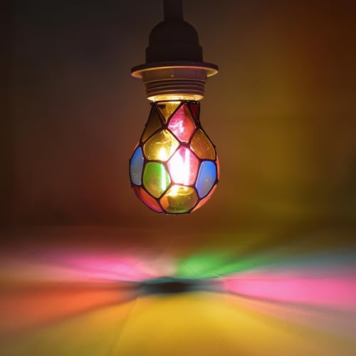 Image of Aygrochy 2025 New LED Stained Glass Light Bulb LED Bulbs, 4W E26 Base A60 Multi Colored Light Bulb, for Christmas Decoration,Party,Home Lighting,Garden,Balcony,2 Pack