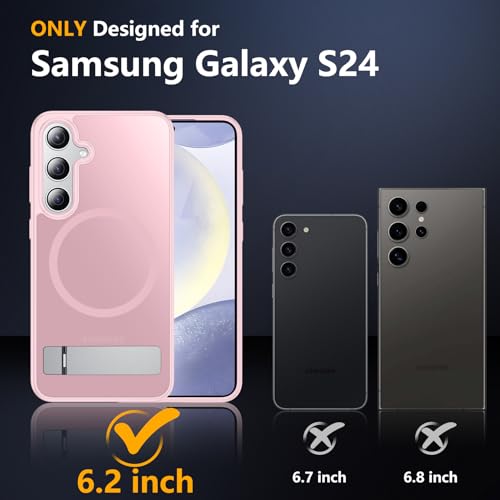 Image of SPIDERCASE Magnetic for Samsung Galaxy S24 Case, [3 Stand Ways][ Military Grade Drop Protection] with Invisible Stand Shockproof Slim Case for S24 6.2 inch, Pink