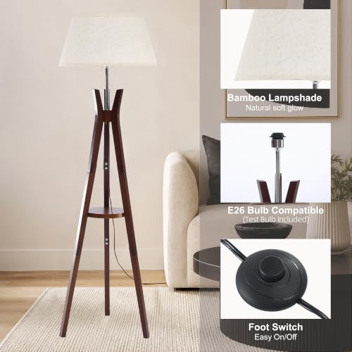 Image of Tripod Floor Lamp with Shelf, Modern Corner Lamps for Living Room
