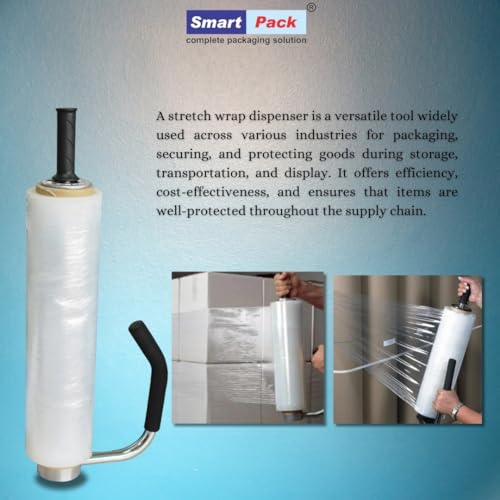 Image of SMART PACK Manual Type Stretch Wrapping Dispenser for Packaging of Goods | Shrink Wrap, Stretch Film, Handheld Film, Plastic Wrap, Packing Film, Dispenser | Hand Stretch Wrapping Tool | Pack of 1 Tool