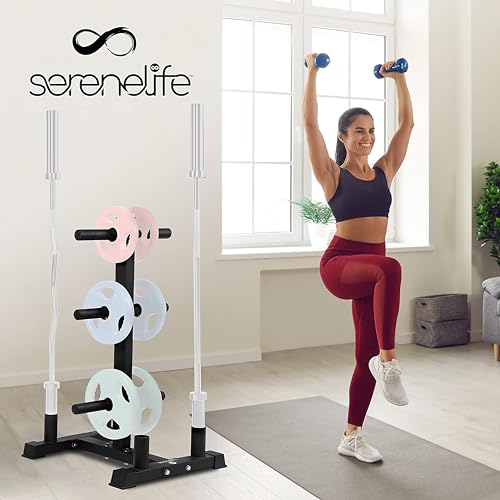 SereneLife Olympic Weight Plate Rack - 800 Pounds Capacity, Heavy Duty Gym Organizer, Scratch Resistant Frame, Powder-Coat Finish, Easy to Assemble, Compact & Space-Saving, Black - Image 7