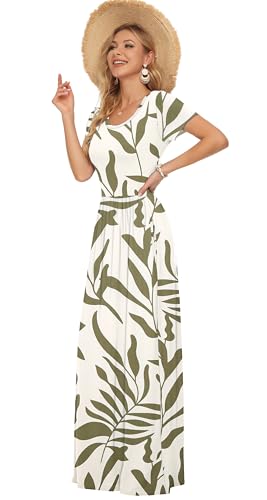 Image of AUSELILY Women's Classic Short Sleeve Loose Plain Casual Long Maxi Dresses for Women 2026